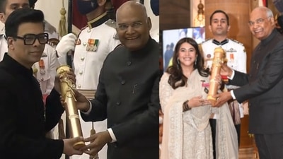 Karan Johar and Ekta Kapoor honoured with Padma Shri Awards 2020. (ANI/President of India Twitter) Karan Johar and Ekta Kapoor honoured with Padma Shri Awards 2020. (ANI/President of India Twitter)
