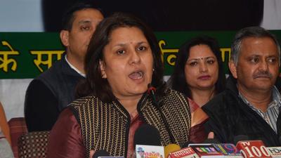 All India Congress Committee (AICC) national spokesperson Supriya Shrinate alleged that it was former CAG Vinod Rai who collaborated with BJP to hatch a conspiracy against the then UPA government in 2014. She said the economy had not recovered after demonetisation. (Deepak Sansta /HT)