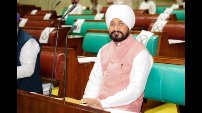 Punjab chief minister Charanjit Singh Channi in the Vidhan Sabha on Monday. Punjab chief minister Charanjit Singh Channi in the Vidhan Sabha on Monday.