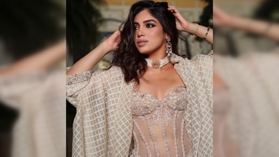 Bhumi Pednekar flaunts her curves as she posed in this stunning embellished beige corset and skirt set. (Instagram/@bhumipednekar) Bhumi Pednekar flaunts her curves as she posed in this stunning embellished beige corset and skirt set. (Instagram/@bhumipednekar)