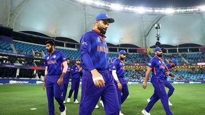 File Photo of Virat Kohli and the members of Indian team during the 2021 T20 World Cup. (Getty)