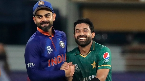 Dubai: Indian cricket captain Virat Kohli, left, hugs Pakistan's Mohammad Rizwan after Pakistan won the Cricket Twenty20 World Cup match between India and Pakistan in Dubai, UAE.(AP)