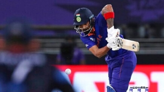 India's KL Rahul bats during the Cricket Twenty20 World Cup match between India and Namibia in Dubai, UAE, Monday, Nov. 8, 2021. (AP Photo/Aijaz Rahi)(AP)