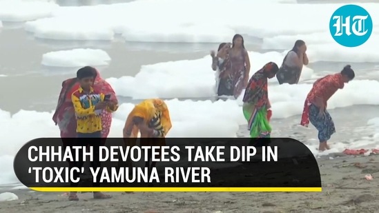 Chhath devotees take dip in ‘toxic’ Yamuna river