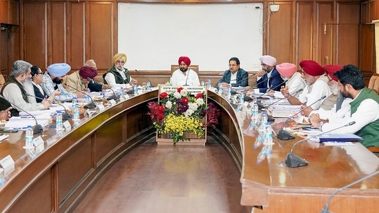 Punjab chief ,inister Charanjit Singh Channi chairs a Cabinet meeting.(PTI) Punjab chief ,inister Charanjit Singh Channi chairs a Cabinet meeting.(PTI)