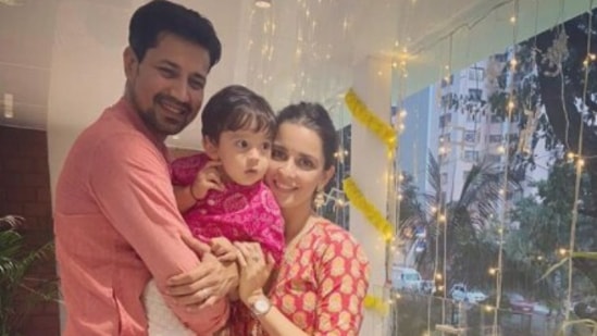 Sumeet Vyas, Ekta Kaul and their son.