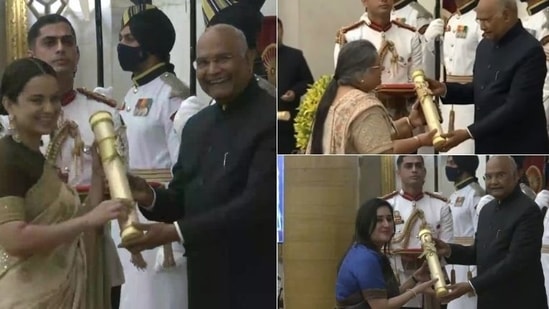 President Ram Nath Kovind presents Padma awards at Rashtrapai Bhavan.
