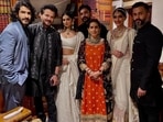 Harshvarrdhan Kapoor, Anil Kapoor, Rhea Kapoor, Karan Boolani, Sunita Kapoor, Sonam Kapoor and Anand Ahuja pose for a family picture.(Instagram)