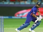 India's Rohit Sharma plays a shot during the ICC Men's T20 World Cup match between India and Namibia, at Dubai International Stadium in Dubai on Monday.(ANI) India's Rohit Sharma plays a shot during the ICC Men's T20 World Cup match between India and Namibia, at Dubai International Stadium in Dubai on Monday.(ANI)