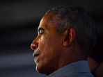 U.S. former President Barack Obama in Glasgow, Scotland, Britain.