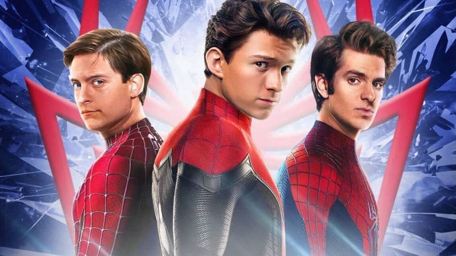 Tobey Maguire, Tom Holland, and Andrew Garfield in Spider-Man: No Way Home