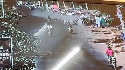 A screengrab of the accident where a speeding Audi car crashed into two-wheelers and huts in Jodhpur on Tuesday. (ANI) A screengrab of the accident where a speeding Audi car crashed into two-wheelers and huts in Jodhpur on Tuesday. (ANI)