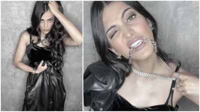 Whether it is an award night or a casual outing, Shruti Haasan can pull off any black outfit. Recently, she took to her Instagram handle to share a few photos of herself in all-black attire. (Instagram/@shrutzhaasan) Whether it is an award night or a casual outing, Shruti Haasan can pull off any black outfit. Recently, she took to her Instagram handle to share a few photos of herself in all-black attire. (Instagram/@shrutzhaasan)