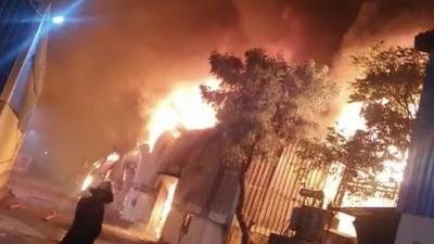 A major fire broke out at a furniture godown in Pisoli, Pune in Maharashtra on Tuesday. (By arrangement)