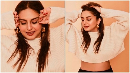 Huma Qureshi teamed her look with white sneakers and accessorised with a pair of round golden earrings.(Instagram/@iamhumaq)