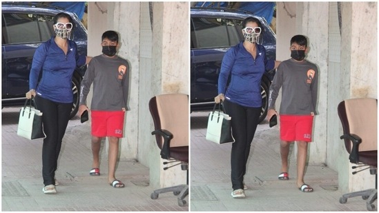The mother-son duo was spotted they walked off together in comfy flip flops.(HT Photos/Varinder Chawla)