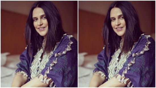 Neha accessorised her look with statement silver earrings and a ring from the house of Anmol Jewellers.(Instagram/@nehadhupia)