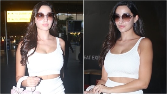 Nora Fatehi in white bralette and bodycon skirt adds sensuous charm to  airport look - India Today