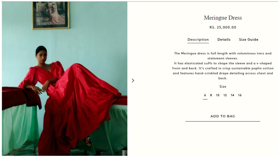 The meringue dress adorned by Dia in the picture is priced at ₹25K in the designer house’s official website. (https://www.malieofficial.com/) The meringue dress adorned by Dia in the picture is priced at ₹25K in the designer house’s official website. (https://www.malieofficial.com/)
