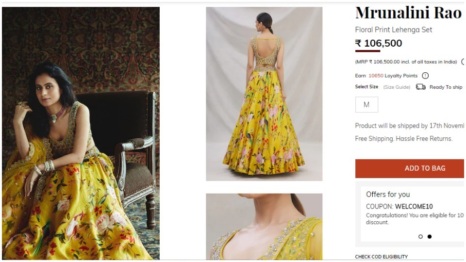 The lehenga adorned by Rasika is priced at ₹106,500 in the designer house’s official website.(https://www.azafashions.com/)