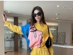 Mouni Roy, who celebrated Diwali in style, is back to setting trends of casual fashion for her Instagram family. On Wednesday, Mouni shared a set of pictures of herself in a loose track set, and it is turning Instagram shades of yellow and blue.(Instagram/@imouniroy) Mouni Roy, who celebrated Diwali in style, is back to setting trends of casual fashion for her Instagram family. On Wednesday, Mouni shared a set of pictures of herself in a loose track set, and it is turning Instagram shades of yellow and blue.(Instagram/@imouniroy)
