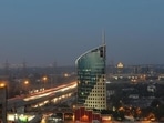 The skyline view of Cyber City, Cyber Hub and Gateway tower building, in Gurgaon, India.(Parveen Kumar/HT File Photo)