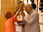 102-year-old Nanda Prusty was given the Padma Shri award at a ceremony at Rashtrapati Bhavan on Tuesday. 102-year-old Nanda Prusty was given the Padma Shri award at a ceremony at Rashtrapati Bhavan on Tuesday.