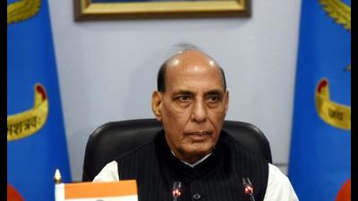 Defence Minister Rajnath Singh during the Air Force Commanders' conference at the Air Headquarters in New Delhi, Wednesday. (PTI) Defence Minister Rajnath Singh during the Air Force Commanders' conference at the Air Headquarters in New Delhi, Wednesday. (PTI)