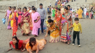 Chhath Puja Day 3: Devotees perform rituals as they head to Brahmaputra river Ghat to celebrate Chhath Puja in Tezpur.&nbsp; (Samir Kar/ANI Photo)