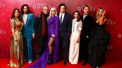 Salma Hayek, from left, Jared Leto, Jeremy Irons, Lady Gaga, Adam Driver, Camille Cottin, Jack Huston and Madalina Diana Ghenea. (Joel C Ryan/Invision/AP)