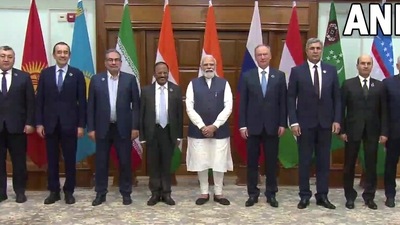 PM Narendra Modi with security officials of seven nations. (ANI Twitter) PM Narendra Modi with security officials of seven nations. (ANI Twitter)