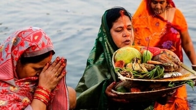 During Chhath Puja a daura of prasad is prepared ahead of the morning and evening arghya to Lord Surya wishing for the well being of the entire family. (AP Photo/Bikas Das)