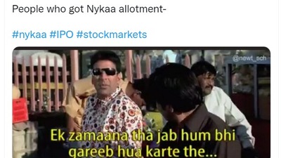 A Nykaa share related meme posted by a Twitter user. (Twitter/@AshishGangwal12)