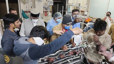 The head of the pediatrics department at Kamla Nehru Hospital, Jyotsna Srivastava, told reporters that eight more children lost their lives, taking the total toll to 12. (PTI Photo) (PTI) The head of the pediatrics department at Kamla Nehru Hospital, Jyotsna Srivastava, told reporters that eight more children lost their lives, taking the total toll to 12. (PTI Photo) (PTI)