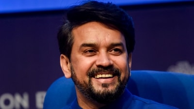 Union Minister for Information & Broadcasting Anurag Singh Thakur during the cabinet briefing at NMC, in New Delhi, Wednesday, (PTI) Union Minister for Information & Broadcasting Anurag Singh Thakur during the cabinet briefing at NMC, in New Delhi, Wednesday, (PTI)