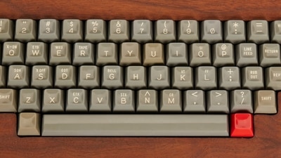 This handout photo provided by John Moran Auctioneers, Inc. on November 9, 2021 shows the keyboard of the Chaffey College Apple-1 computer. (AFP) This handout photo provided by John Moran Auctioneers, Inc. on November 9, 2021 shows the keyboard of the Chaffey College Apple-1 computer. (AFP)
