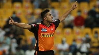 Umran Malik while playing in the IPL for Sunrisers Hyderabad celebrates (ANI) Umran Malik while playing in the IPL for Sunrisers Hyderabad celebrates (ANI)