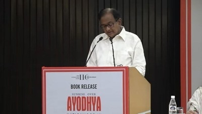P Chidambaram at the launch event of Salman Khurshid's book on Supreme Court's Ayodhya verdict ‘Sunrise over Ayodhya’.
