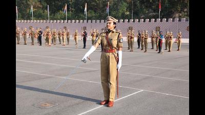 Punjab-cadre woman IPS probationer officer Darpan Ahluwalia during a rehearsal.