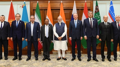 Prime Minister Narendra Modi with the NSA of seven countries, in New Delhi on November 10, 2021. (PIB)