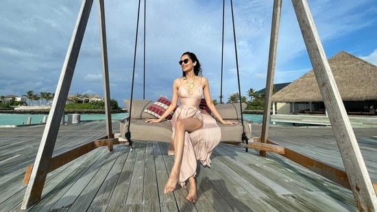 Manushi Chhillar is on a vacation in the Maldives with her family.