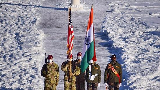 India's ambassador to the US, Taranjit Singh Sandhu, at joint military drills recently held in Alaska. The two countries virtually held the 11th Defence Technology and Trade Initiative (DTTI) group meeting on Tuesday. (PTI/File)