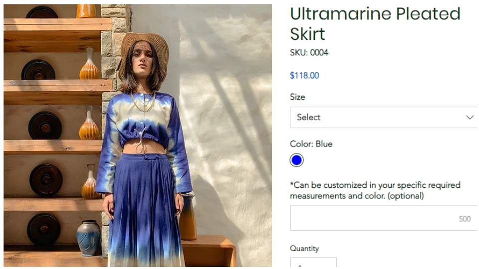 The ensemble adorned by Kubbra in the picture, is priced at around ₹14K in the designer house’s official website.(https://www.noienoei.com/) The ensemble adorned by Kubbra in the picture, is priced at around ₹14K in the designer house’s official website.(https://www.noienoei.com/)