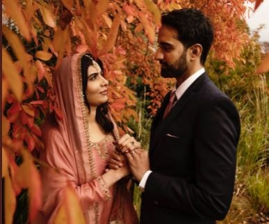 Malala Yousafzai with husband Asser Malik. Users on social media have said that Malik is the general manager of the Pakistan Cricket Board's high performance centre. (Twitter/@Malala)