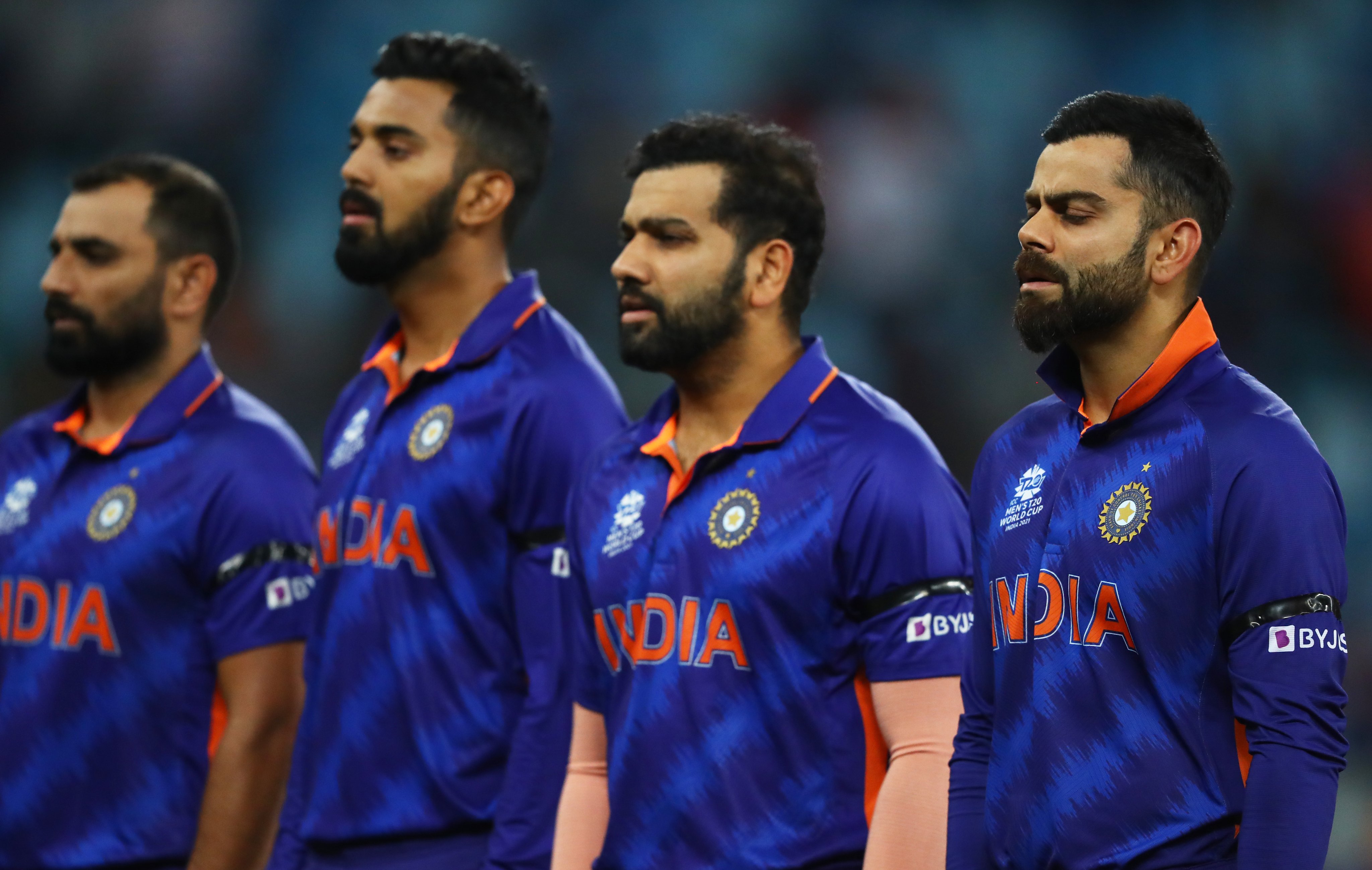 Team India players ahead of the T20 World Cup game against Namibia. (Twitter/BCCI)