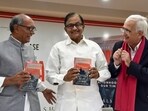 P Chidambaram and Digvijaya Singh released Salman Khurshid's book titled 'Sunrise Over Ayodhya: Nationhood in Our Times' .(PTI)