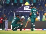 Pakistan's captain Babar Azam, left, talks with Mohammad Rizwan(AP) Pakistan's captain Babar Azam, left, talks with Mohammad Rizwan(AP)