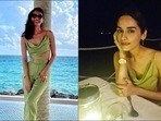 Manushi Chhillar's bold fashion in satin green open back top, pants hooks fans(Instagram/manushi_chhillar) Manushi Chhillar's bold fashion in satin green open back top, pants hooks fans(Instagram/manushi_chhillar)