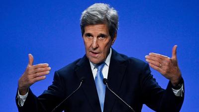 US special climate envoy, John Kerry speaks during a joint China and US statement on a declaration enhancing action during the COP26 climate change conference in Glasgow on Wednesday. (AFP) US special climate envoy, John Kerry speaks during a joint China and US statement on a declaration enhancing action during the COP26 climate change conference in Glasgow on Wednesday. (AFP)