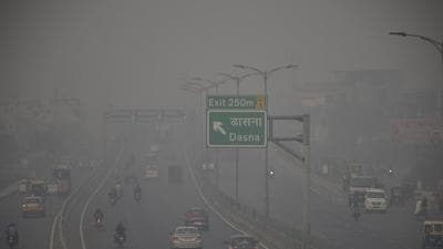 Vehicles ply amid low visibility due to smog on NH-24 in Dasna in Ghaziabad on Thursday. (Sakib Ali/HT photo) Vehicles ply amid low visibility due to smog on NH-24 in Dasna in Ghaziabad on Thursday. (Sakib Ali/HT photo)